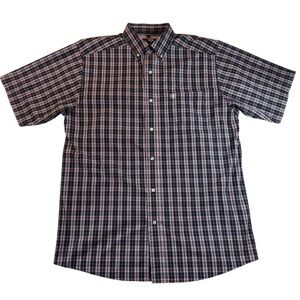 Navy and Pink Plaid Casual Button Down Shirt